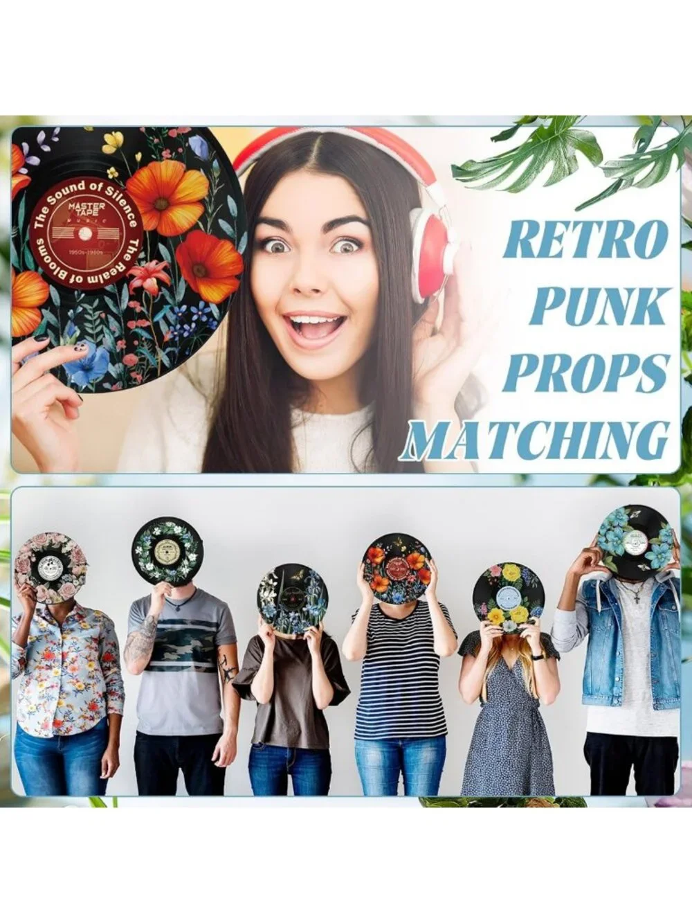 Vintage 12-Inch Vinyl Records Wall Decor | Retro Aesthetic Art for Dorm & Living